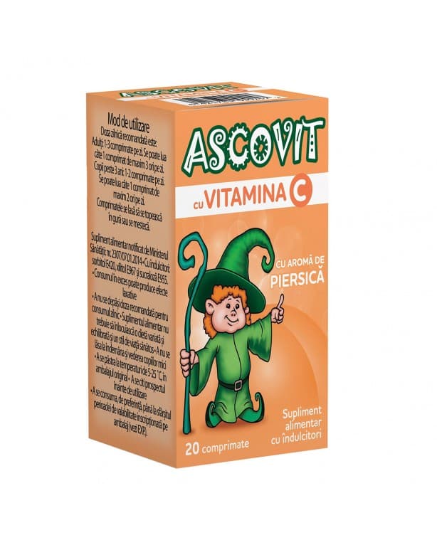 Ascovit 100 mg X 20 Cp cu aroma de piersica