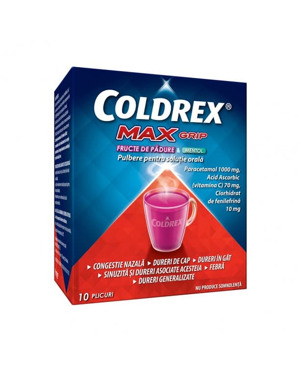 Coldrex Maxgrip Fructe de padure mentol x 10 plicuri