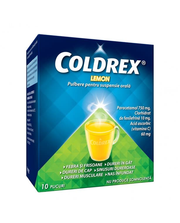 Coldrex Lemon fara zahar, 10 plicuri, Perrigo