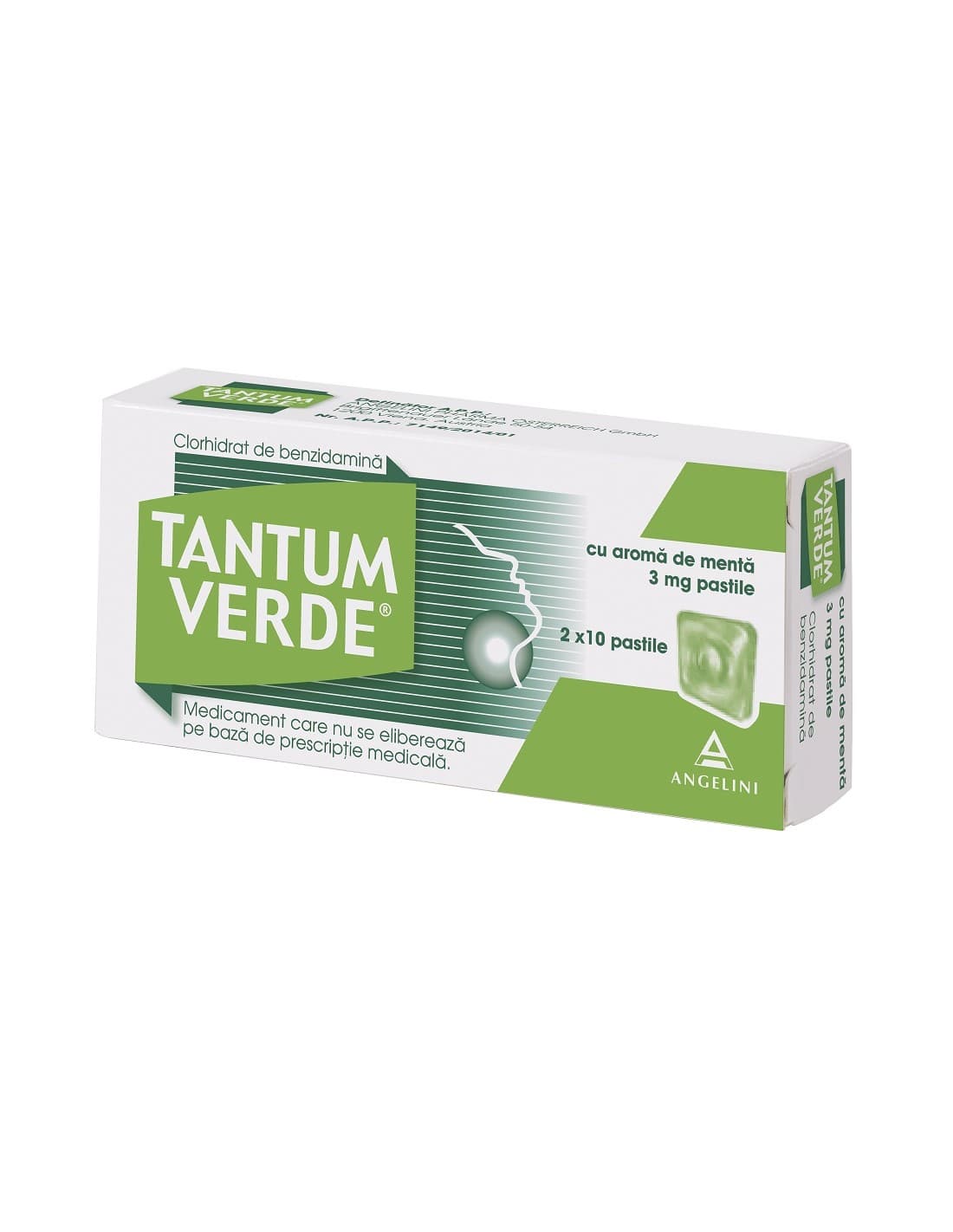 Tantum Verde cu aroma de menta 3 mg x 20 pastile