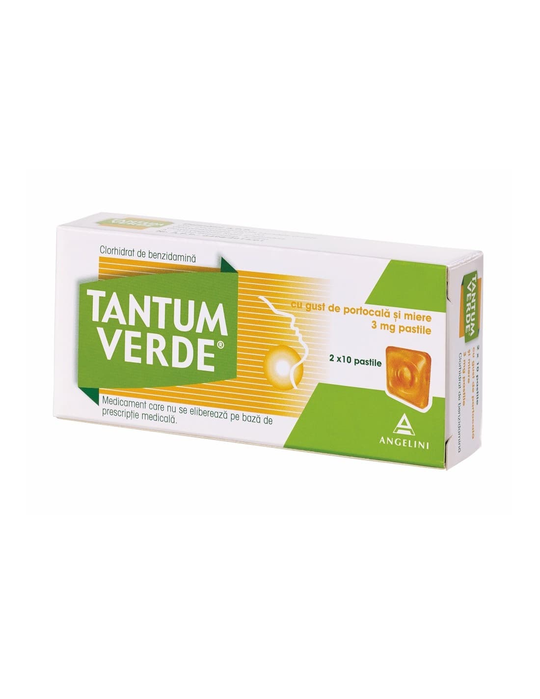 Tantum Verde cu gust de portocala si miere 3 mg x 20 pastile