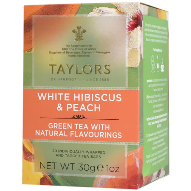 Ceai verde cu Hibiscus si piersica, 20 plicuri, Taylors